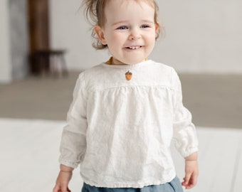 Linen Tunic Louise with Long Sleeves for girls | Optional Embroidery