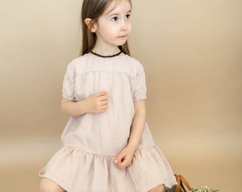 Linen Dress Alice with Short Sleeves | Optional Embroidery