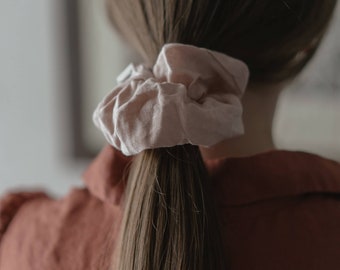Linen Hair Scrunchie | Optional Embroidery
