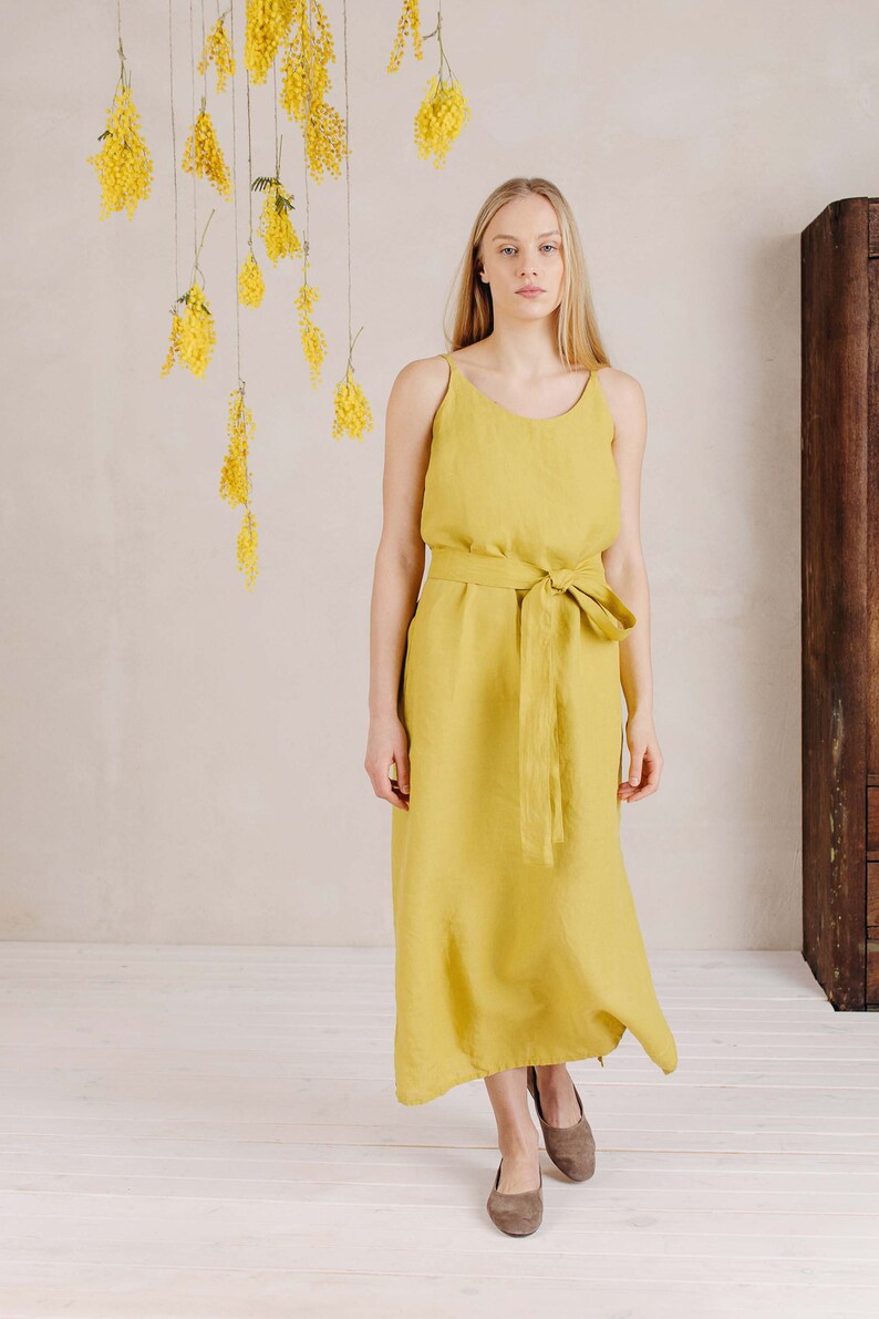 Linen Basic Dress Zoe Linen Strap Dress for Women more colors available
