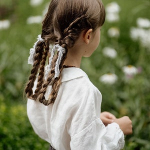 Linen Shirt Cecille with Bishop Sleeves for kids Optional Embroidery image 2