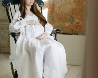 Linen Dress Grace with Long Sleeves | Optional Embroidery