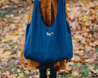 Linen Tote Bag Peaches | Optional Embroidery