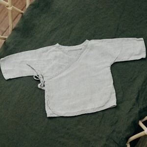 Newborn Linen Wrap Shirt | Optional Embroidery