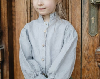 Linen Blouse Giulia for Girls | Optional Embroidery