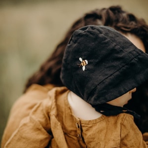 Reversible Linen Brimmed Bonnet | Optional Embroidery
