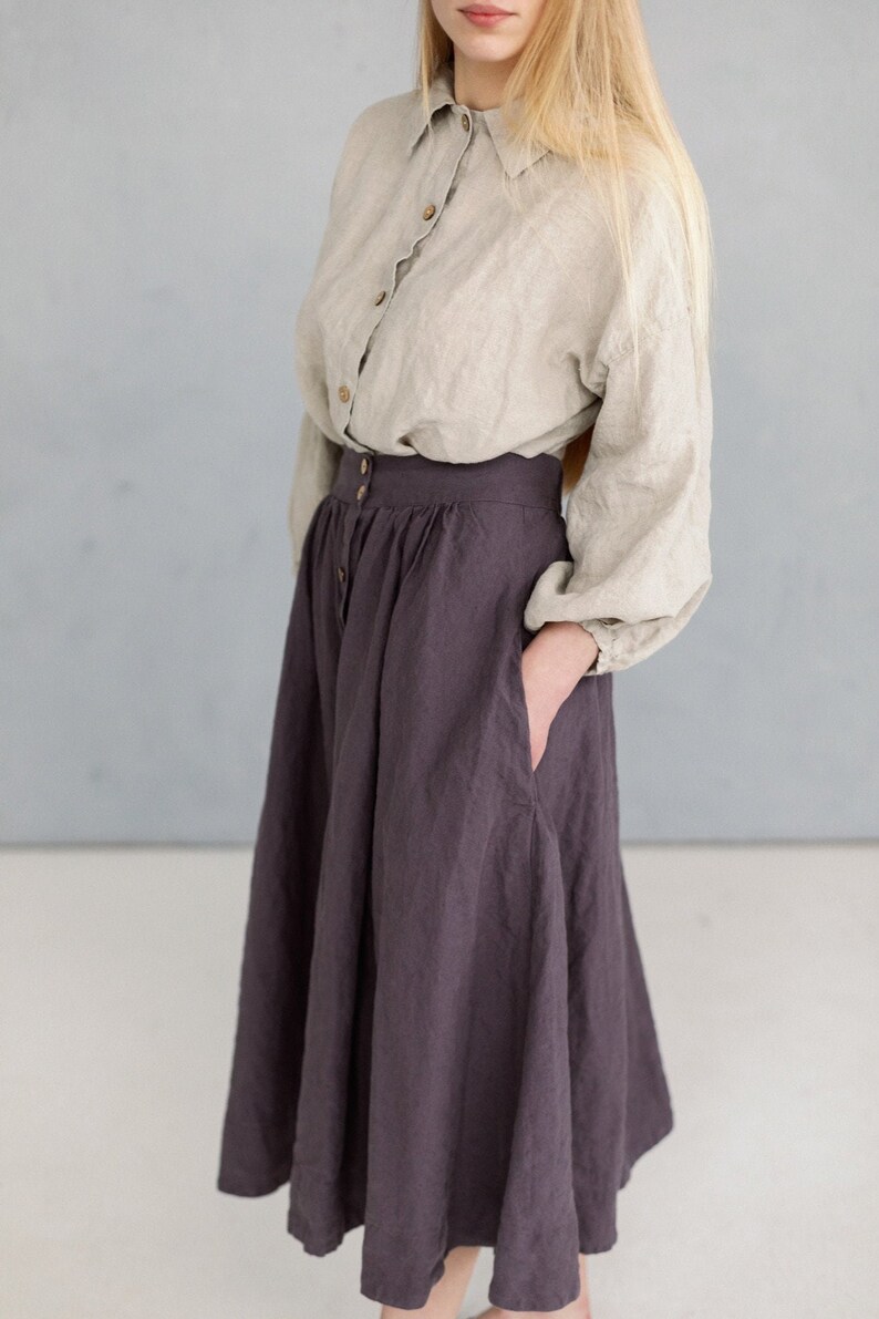 Ready to Ship Linen skirt Olivia 画像 2