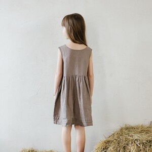 Linen Sleeveless Dress Melissa for girls Optional Embroidery image 2