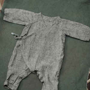 Linen Baby Wrap Romper Jona | Optional Embroidery