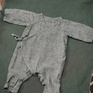 Linen Baby Wrap Romper Jona, newborn baby romper, Organic Natural Linen Clothing, Organic Baby Clothes | Optional Embroidery