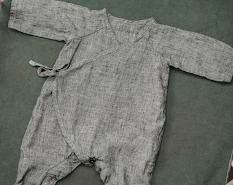 Linen Baby Wrap Romper Jona | Optional Embroidery