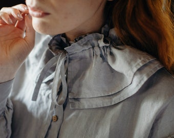 Linen Ruffle Collar | Optional Embroidery