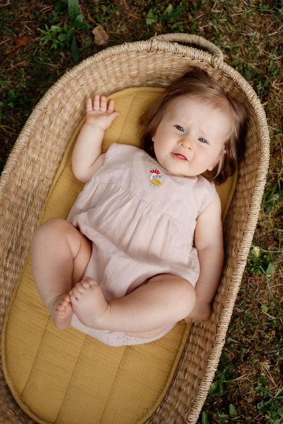 Summer Linen Romper Eli 100 Organic Natural Stonewashed Linen Baby Clothing Baby Romper Toddler Romper Optional Embroidery Etsy Canada