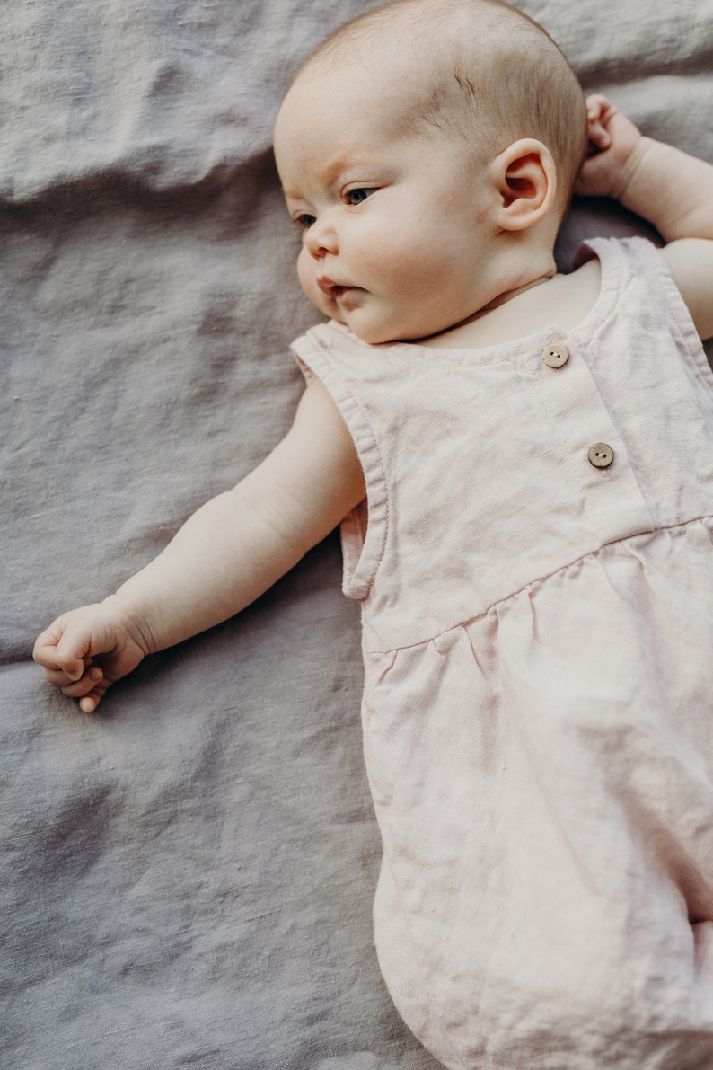 Linen Baby Overall Baby Jumpsuit for Baby in Pink more colors available