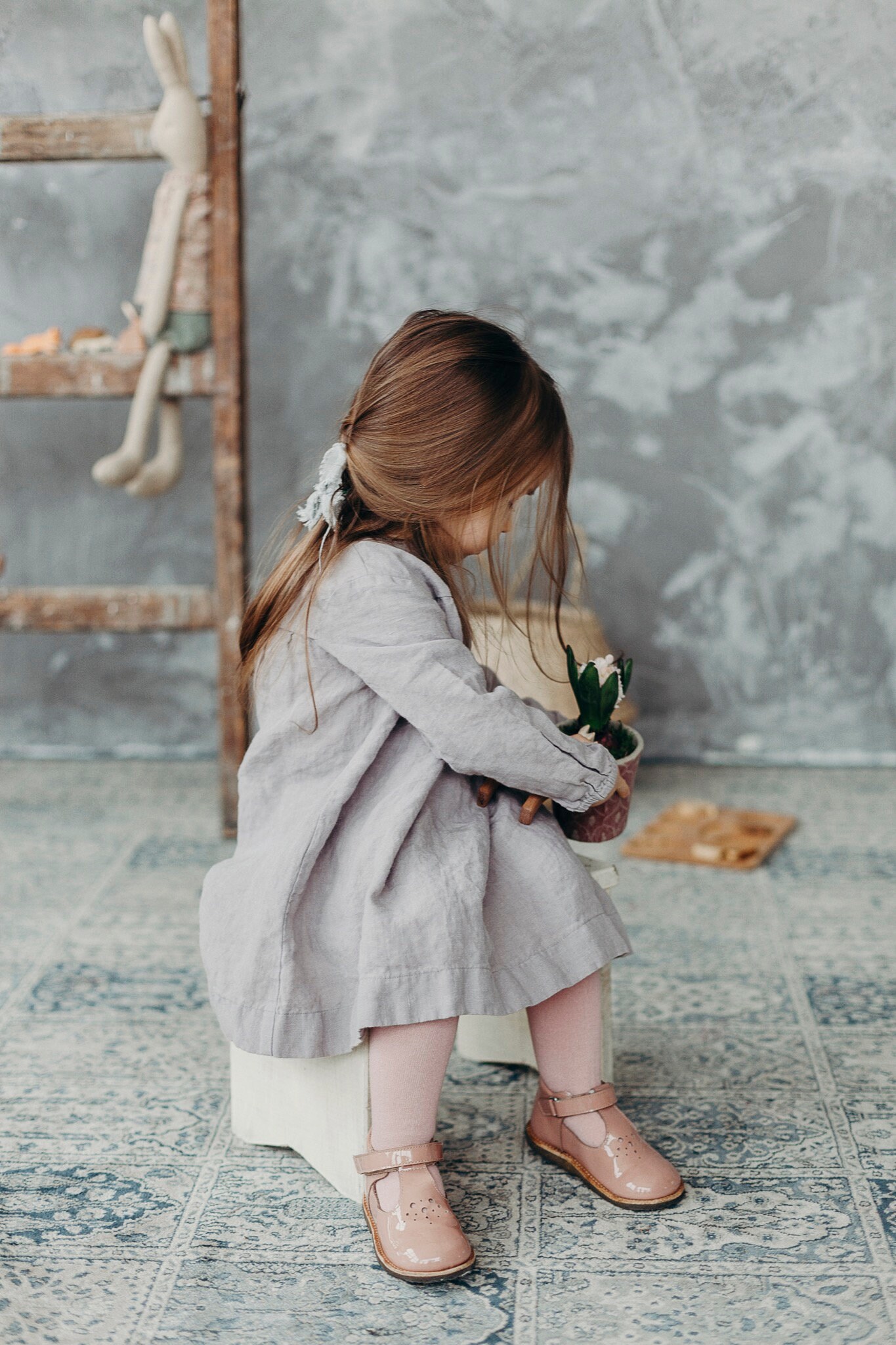Louisette Girl Dress in Fayence