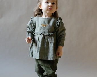 Linen Baby Tunic Daphne | Optional Embroidery