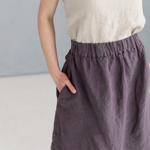 Linen Skirt Nella, high waist skirt, linen skirts midi length, linen skirts for women, linen skirt elastic | Optional Embroidery