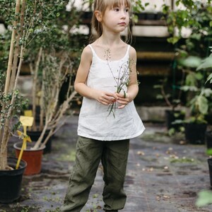 Linen Sleeveless Top Optional Embroidery Basic Sleeveless Shirt Agnes for Kids image 3