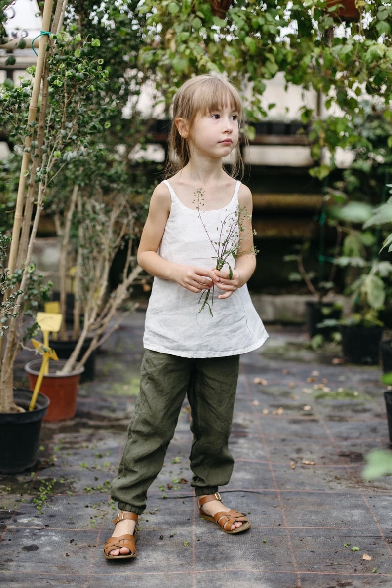 Linen Sleeveless Top Optional Embroidery Basic Sleeveless Shirt Agnes for Kids image 3