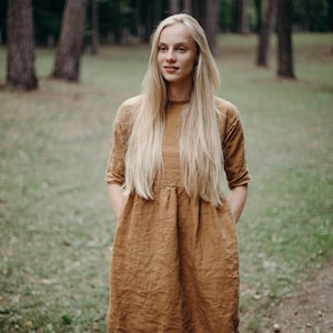Linen Shirt Midi Dress Anne, Short Linen Dress, Linen Tunic Dress, Linen Beach Dress, Bohemian Dress | Optional Embroidery