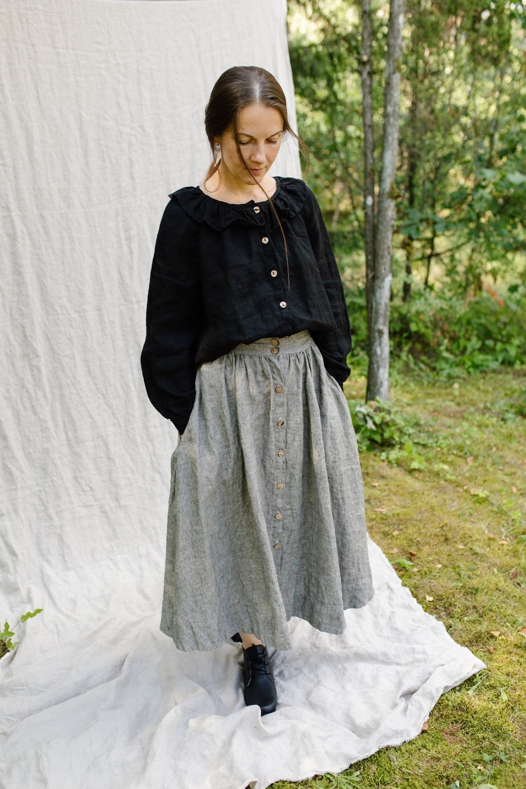 Embroidered Oversized Cotton-Linen Tunic