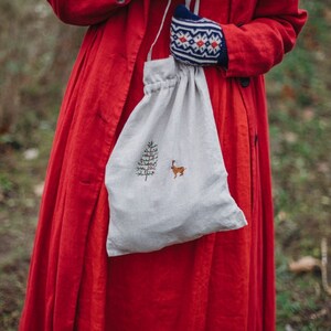 Großer Leinen Beutel Tasche | Optional Stickerei