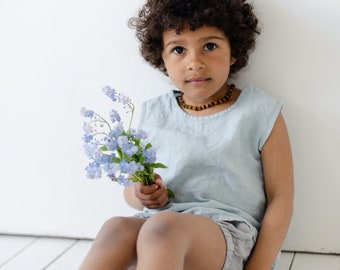 Sleeveless Linen Shirt Vince for kids | Optional Embroidery