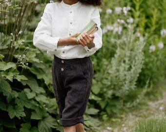 Warm Linen Shorts Flynn for Boys and Girls, Breathable Casual Shorts for Autumn and Winter Days and Outdoor Fun