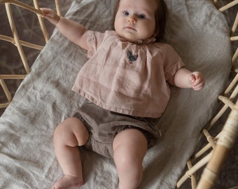Reversible Linen Baby Bloomers | Optional Embroidery