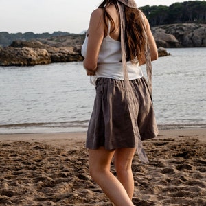 Linen Pleated Shorts Sissi Optional Embroidery image 4