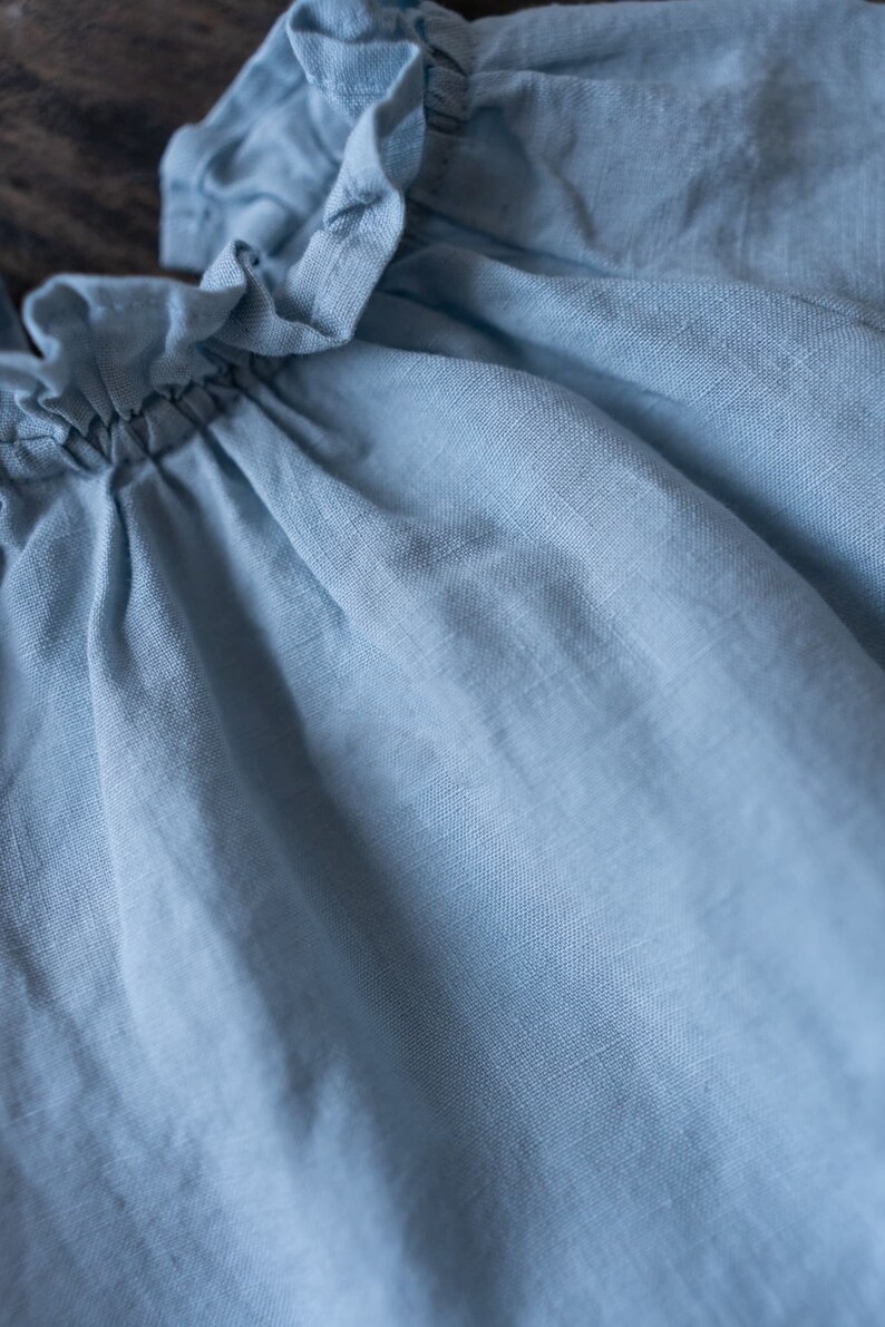 Linen Ruffle Tunic Layla with Long Sleeves Optional Embroidery image 3