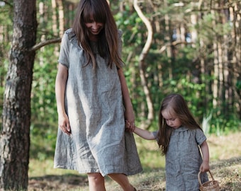 Oversized Linen Dress Lucy with Short Sleeves | Optional Embroidery