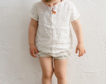 Linen Shirt Charlie with Short Sleeves | Optional Embroidery