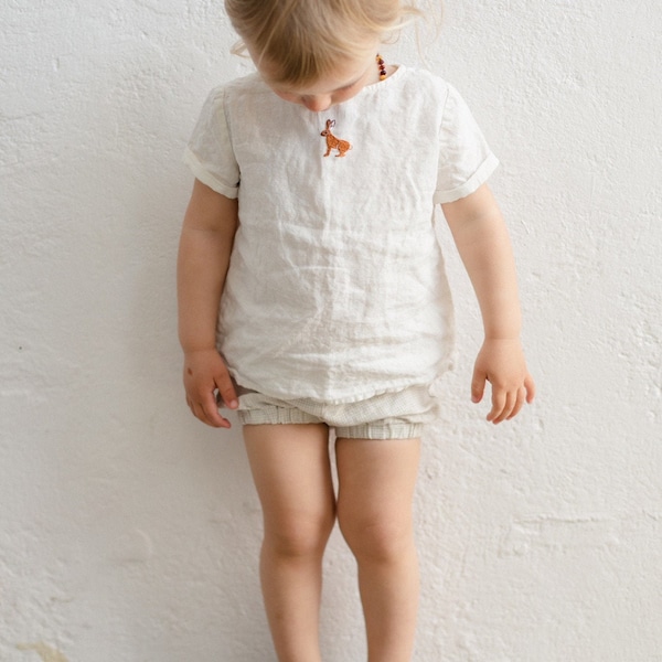 Linen Shirt Charlie with Short Sleeves | Optional Embroidery