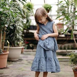 Linen Skirt Amie for Girls | Optional Embroidery