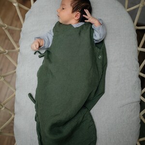 Linen Baby Sleeping Bag Optional Embroidery image 2