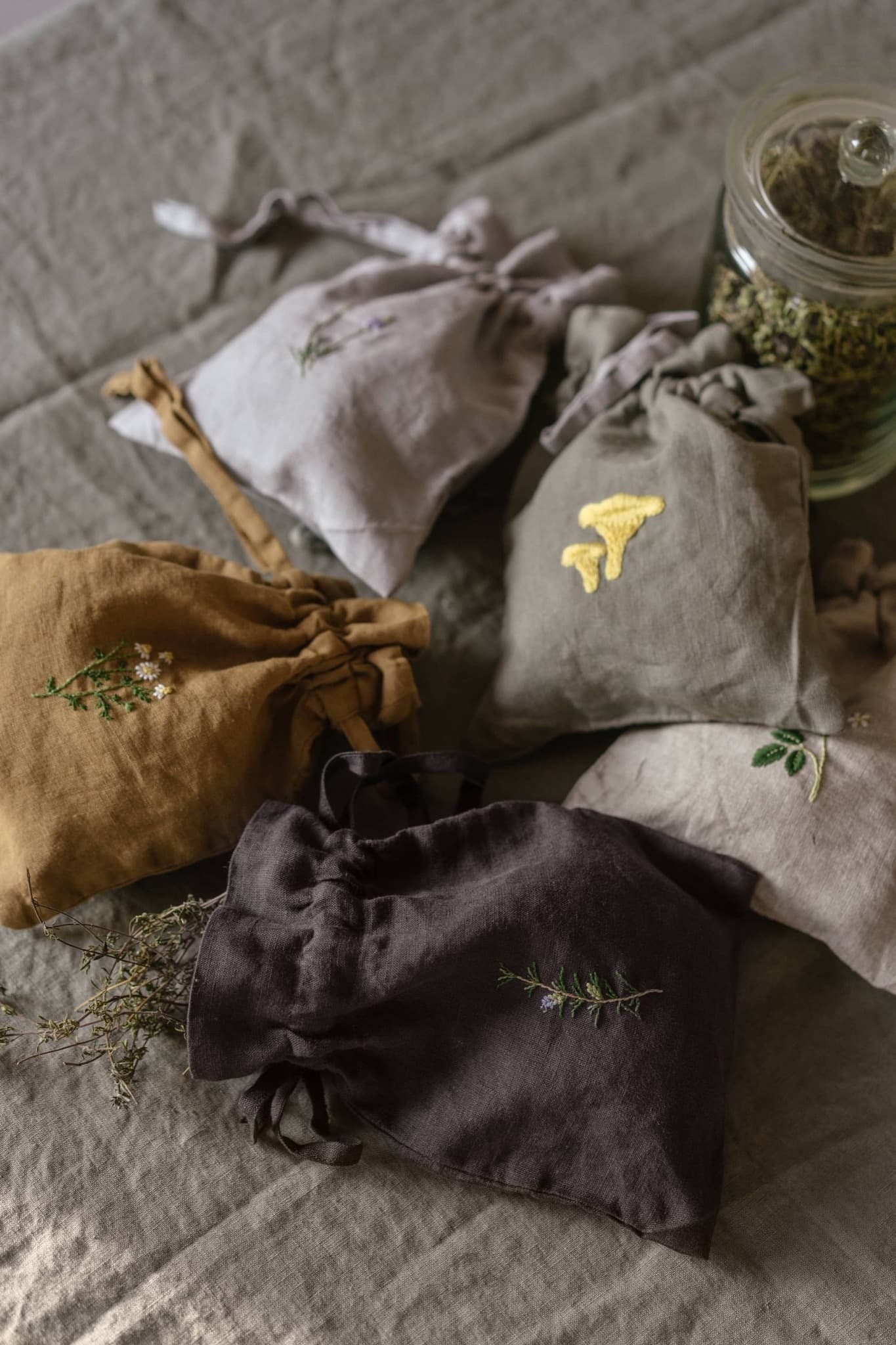 Mini linen drawstring bags sale