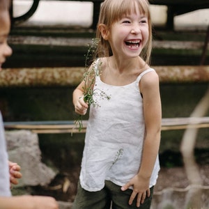 Linen Sleeveless Top Optional Embroidery Basic Sleeveless Shirt Agnes for Kids image 1