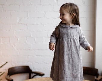 Linen Dress Jenny with Long sleeves | Optional Embroidery