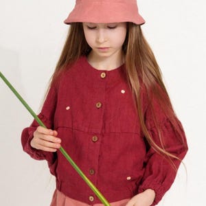 Sumer Linen Jacket Marcelline for boys and girls, natural kids wear, spring jacket, linen jacket for kids | Optional Embroidery