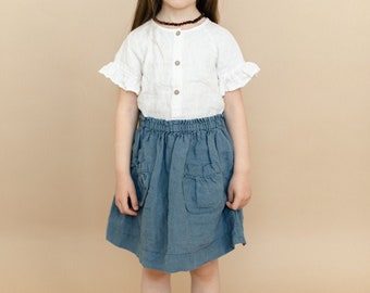 Linen Shirt Poppy with Short Sleeves | Optional Embroidery