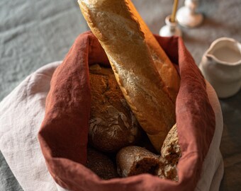 Linen Bread Basket | Optional Embroidery