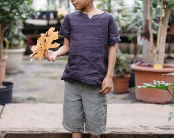 Linen Shirt Josue for Kids | Optional Embroidery