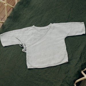 Newborn Linen Wrap Shirt Optional Embroidery image 1