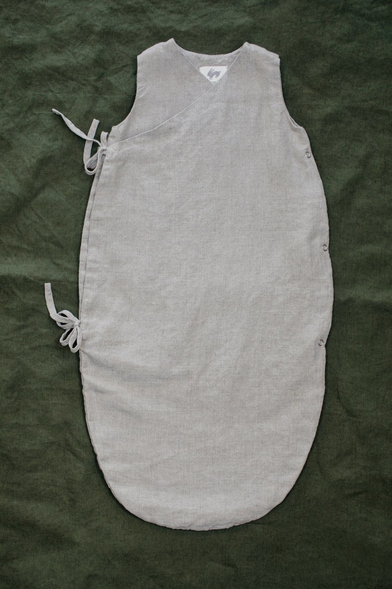 Linen Baby Sleeping Bag Optional Embroidery image 4