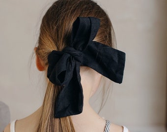 Linen Hair Ribbon / Linen hair band | Optional Embroidery