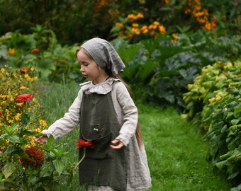 Traditional Linen Apron for Kids | Optional Embroidery