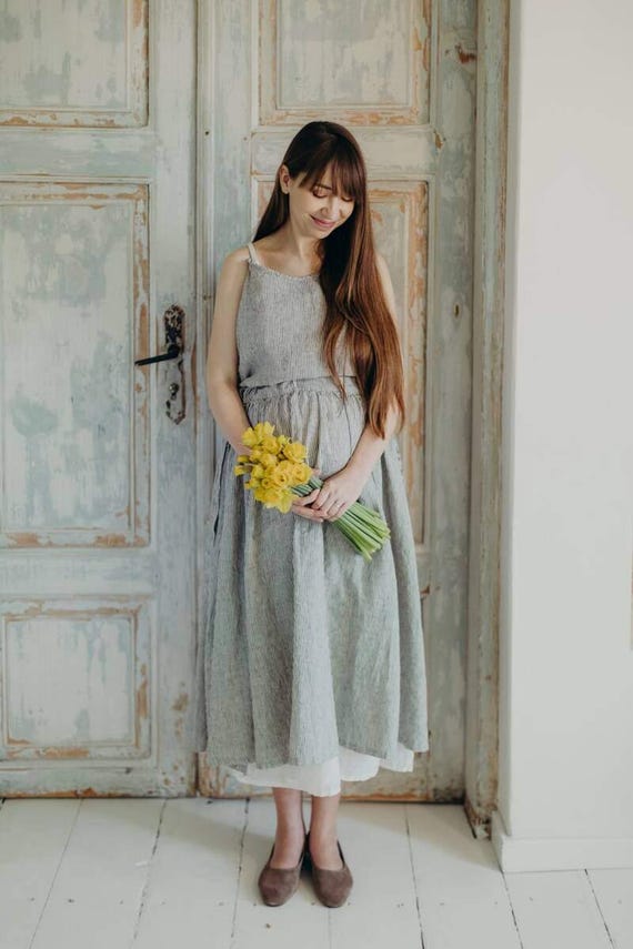Linen Pinafore Dress Celia for Women, Adjustable Ribbon Waist and Spaghetti  Straps for Layered Outfits - Etsy