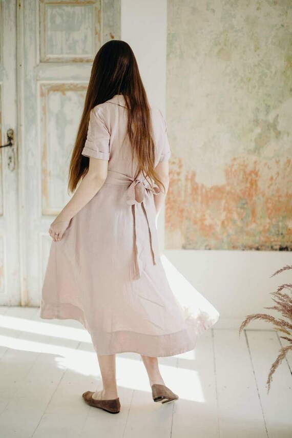 chinese dress ladies sleeper linen loungewear dress