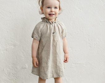 Linen Dress Layla with Short Sleeves | Optional Embroidery